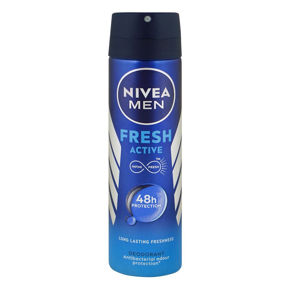 Nivea Men Fresh Active Infini Fresh Body Spray, 48H Long-Lasting Freshness, 150ml