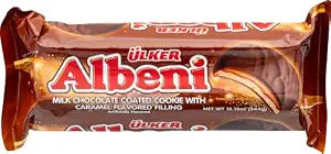 Ulker Albeni -Milk Chocolate Coated Sandwich Cookies with Caramel Flavored Filling