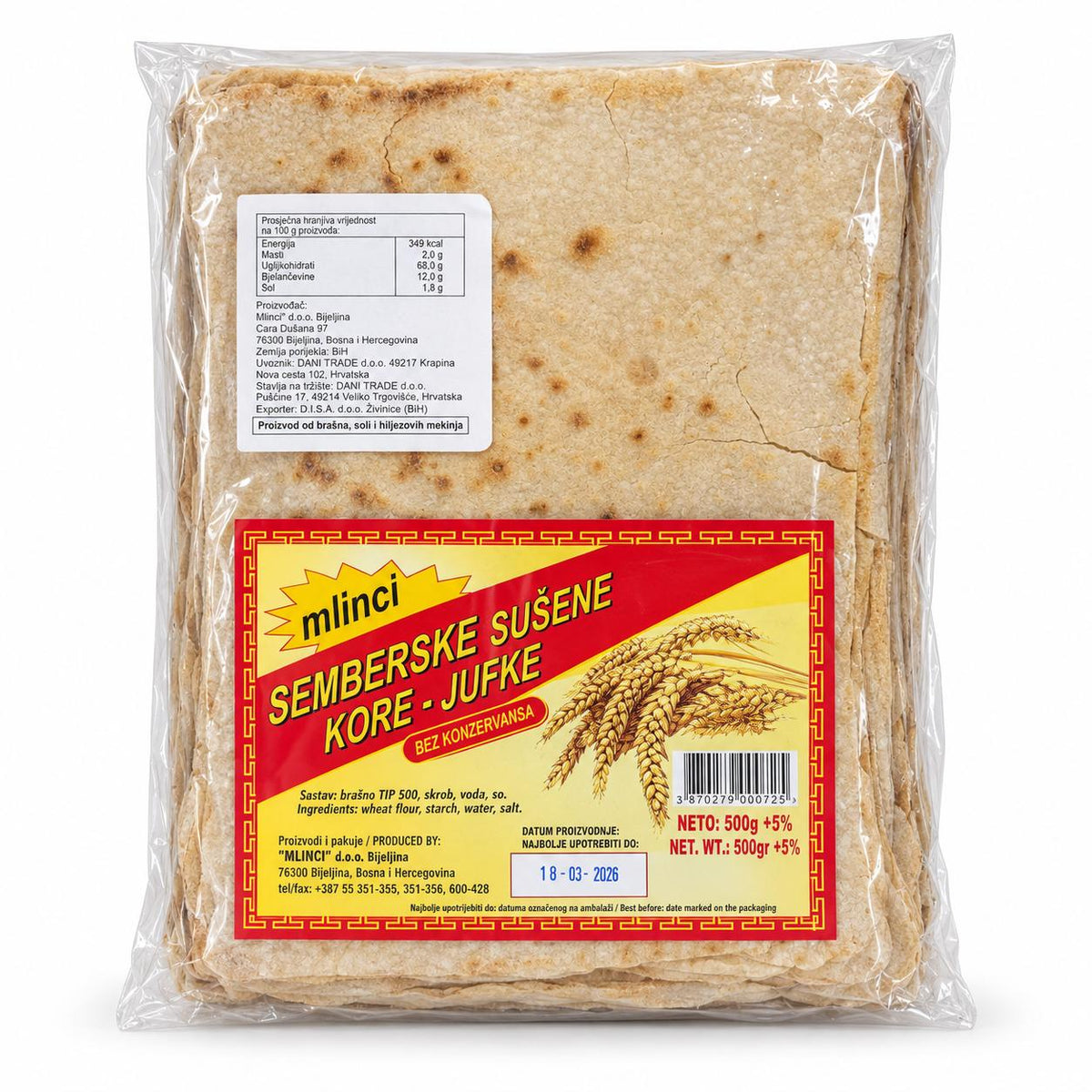 Mlinci Semberske sushene kore 500g