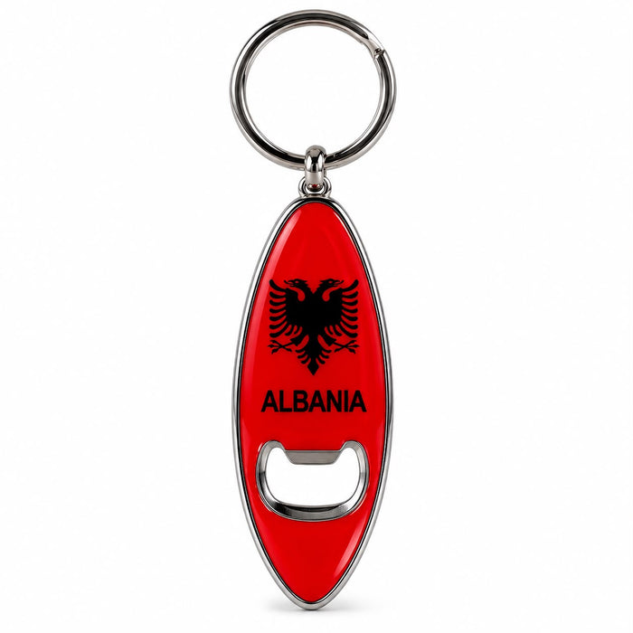 Albanian Flag Bottle Opener Keychain