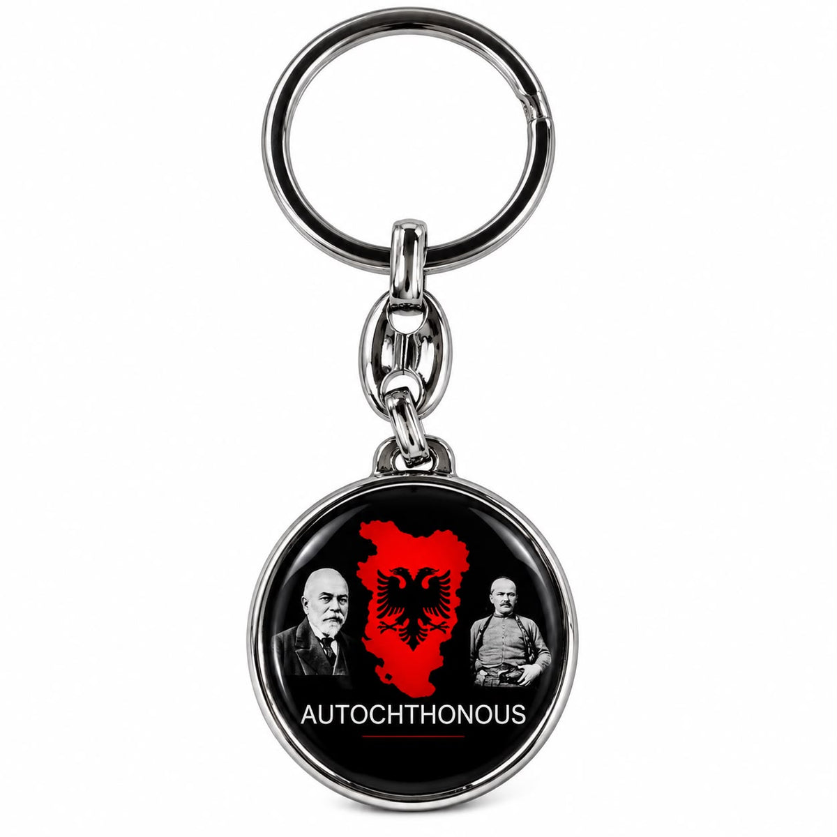 Albanian Autochthonous Eagle Metal Keychain – Black & Red