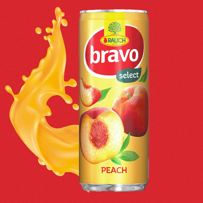 RAUCH BRAVO PEACH JUICE 12 pcs x 250 ML CAN
