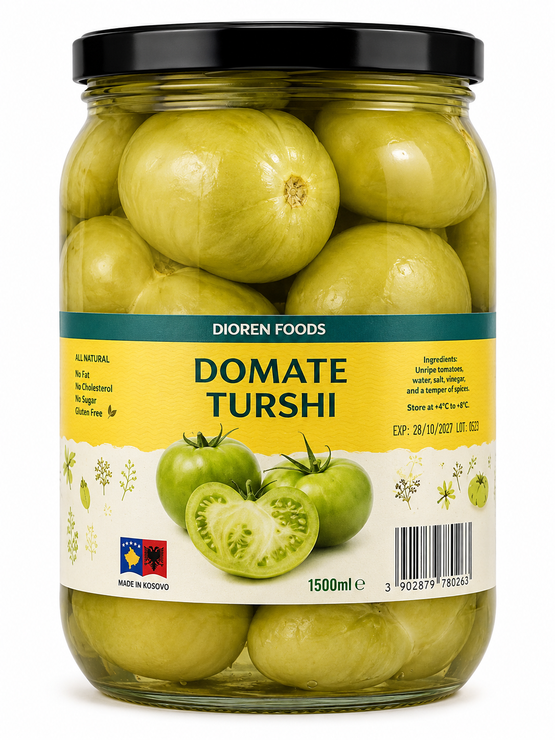 Dioren Foods Pickled Green Tomatoes Jar 1500 ml