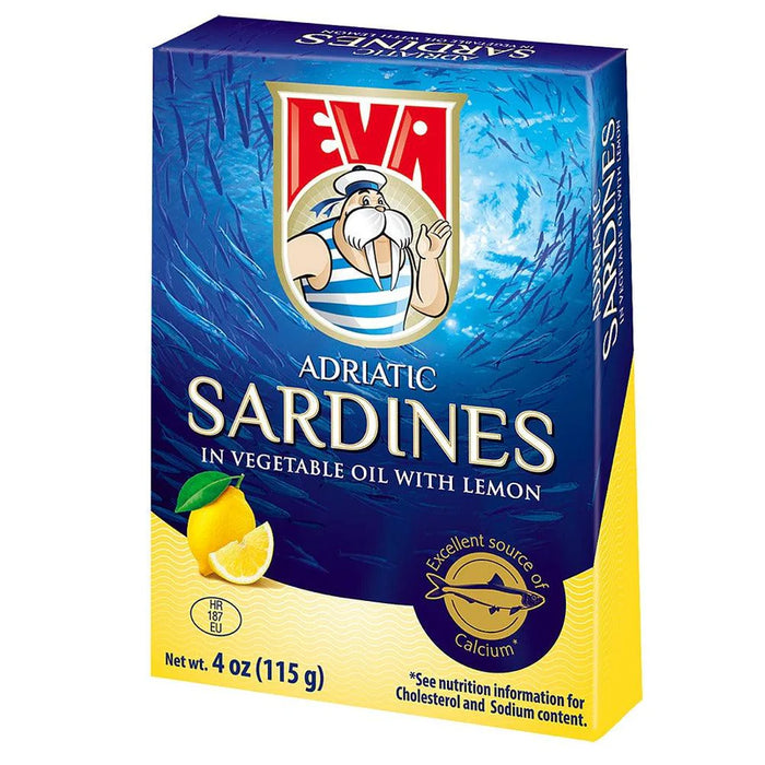 Eva Adriatic Sardines in Vegetable oil w/ Lemon - 4 oz (115 g )