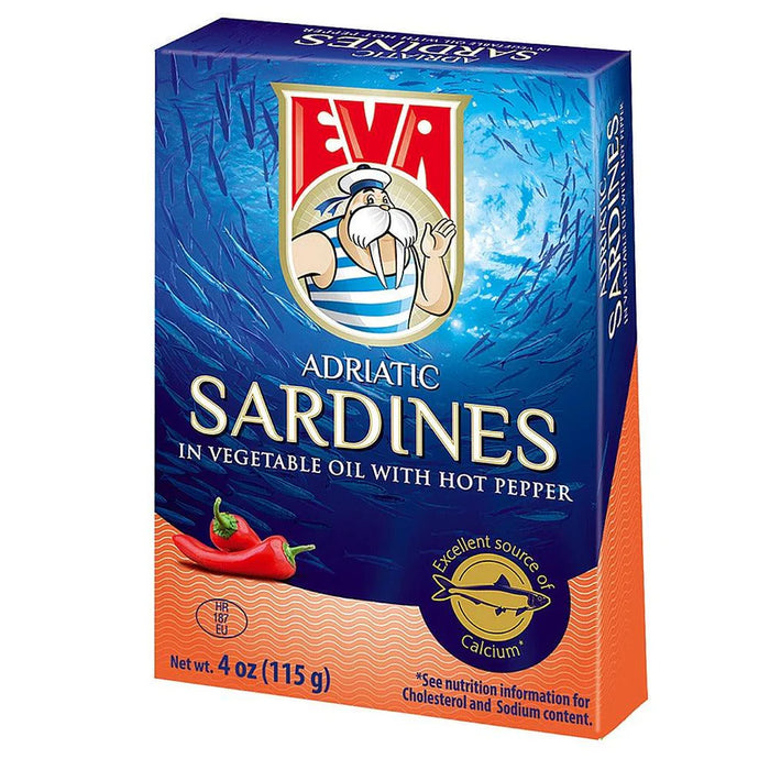 Eva Adriatic Sardines in Vegetable Oil with Hot Pepper - 4 oz