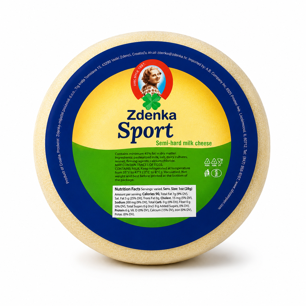 Zdenka Sport Semi-Hard Cheese – 638g (22.5 oz)